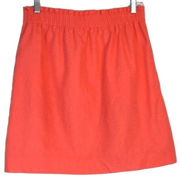 J. Crew Linen-Cotton Sidewalk Mini Skirt Coral Color, Size 6 Style 41575 - Picture 1 of 6